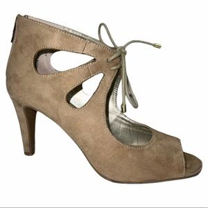 a.n.a. Chance Taupe Peep Toe Strappy Heel Shoe 8